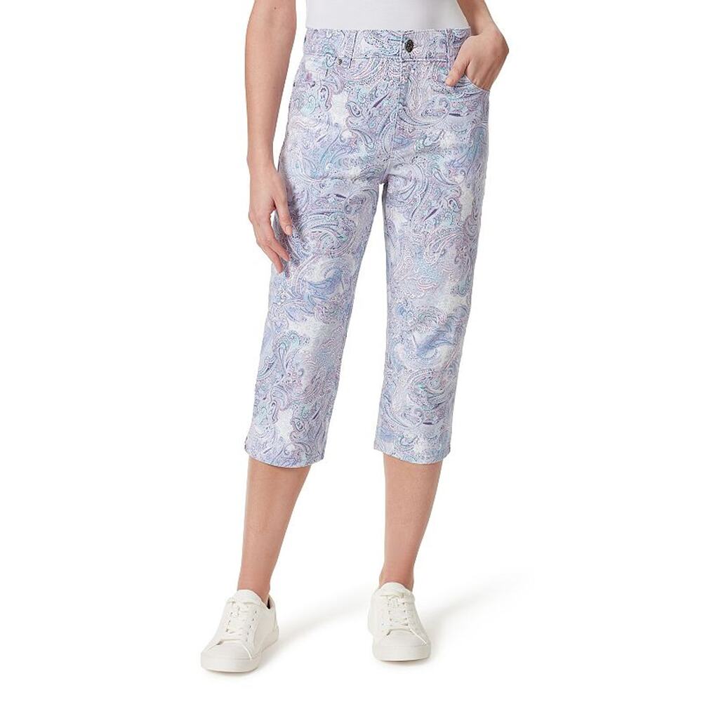 Women's Gloria Vanderbilt Amanda Capris - Lavender Kiss Prussian Paisley 4P NWT